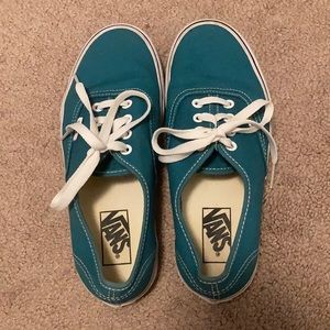 blue/green Vans. women's size 7, men's size 5.5